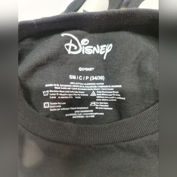 Disney Mickey Mouse Half Face Spell Out Long Sleeve Logo Unisex Small T-Shirt - Picture 7 of 7